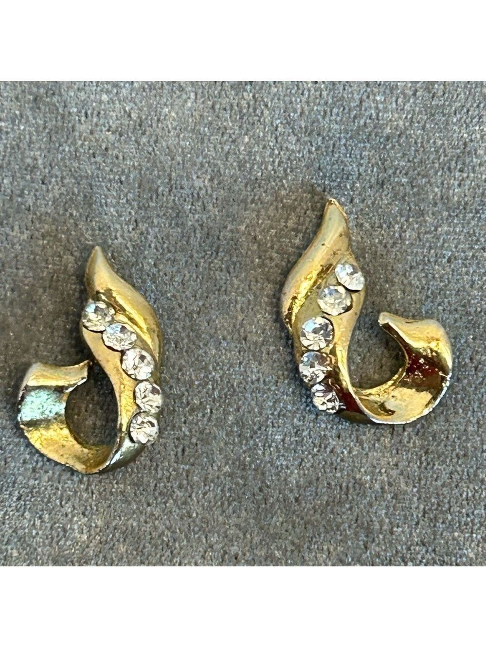 Goldtone swirl crystal  rhinestone cubic zirconia earrings